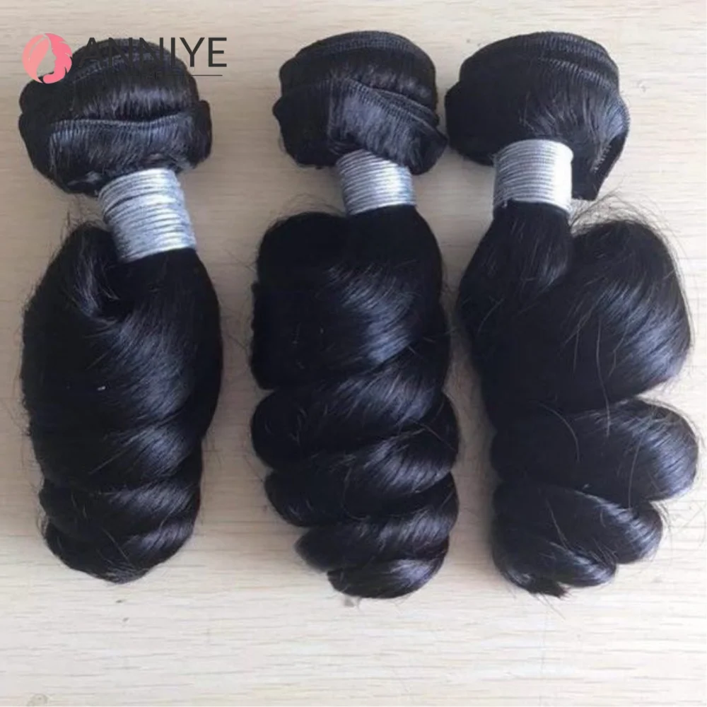 

Оптовая продажа, свободные волны, индийские необработанные пучки человеческих волос, 1/3/4 шт., наращивание человеческих волос, натуральные черные пучки волос Remy, ANNIYE