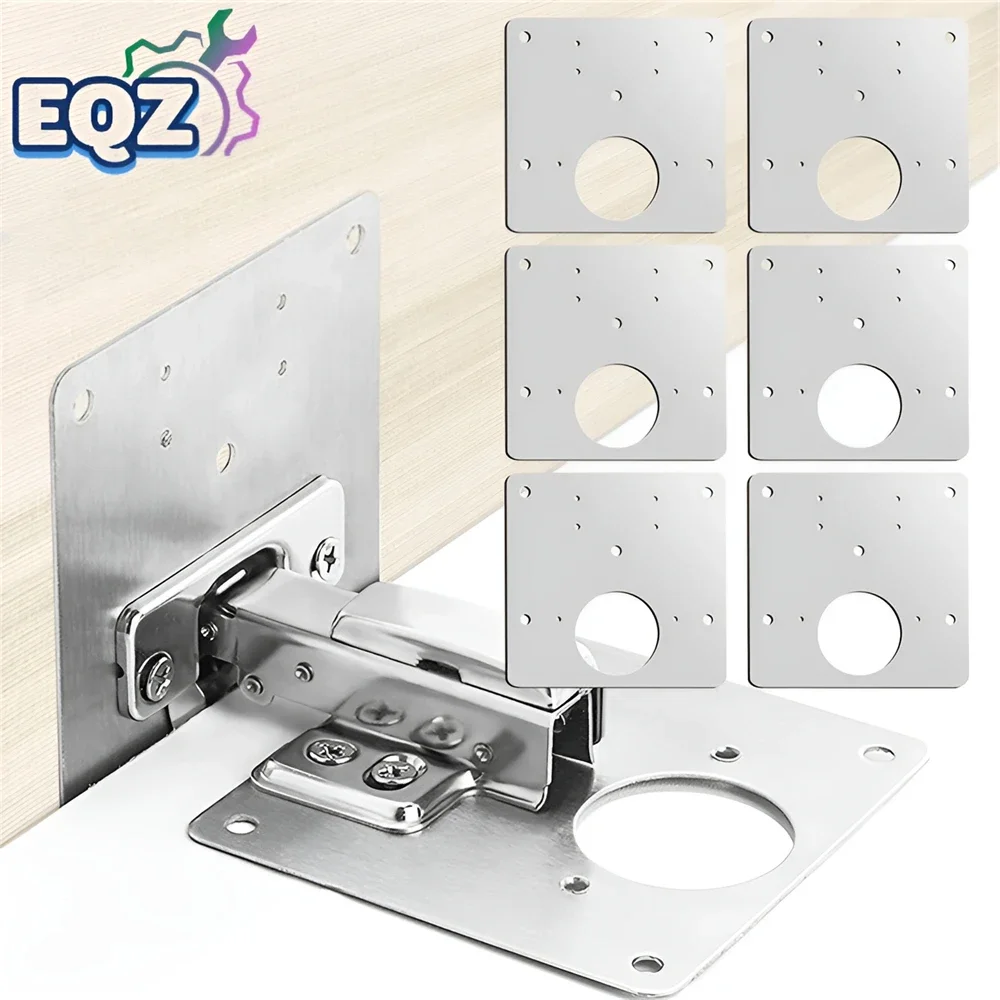 Cabinet Hinge Repair Plate Kit Kitchen Cupboard Door Hinge Mounting Plate with Holes Flat Fixing Brace Brackets House Hold Tools