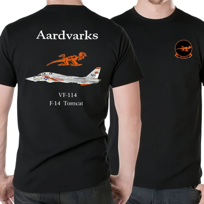 Naval VF-114 Aardvarks F-14 Tomcat Squadron T-Shirt 100% Cotton O-Neck Summer Short Sleeve Casual Mens T-shirt Size S-3XL