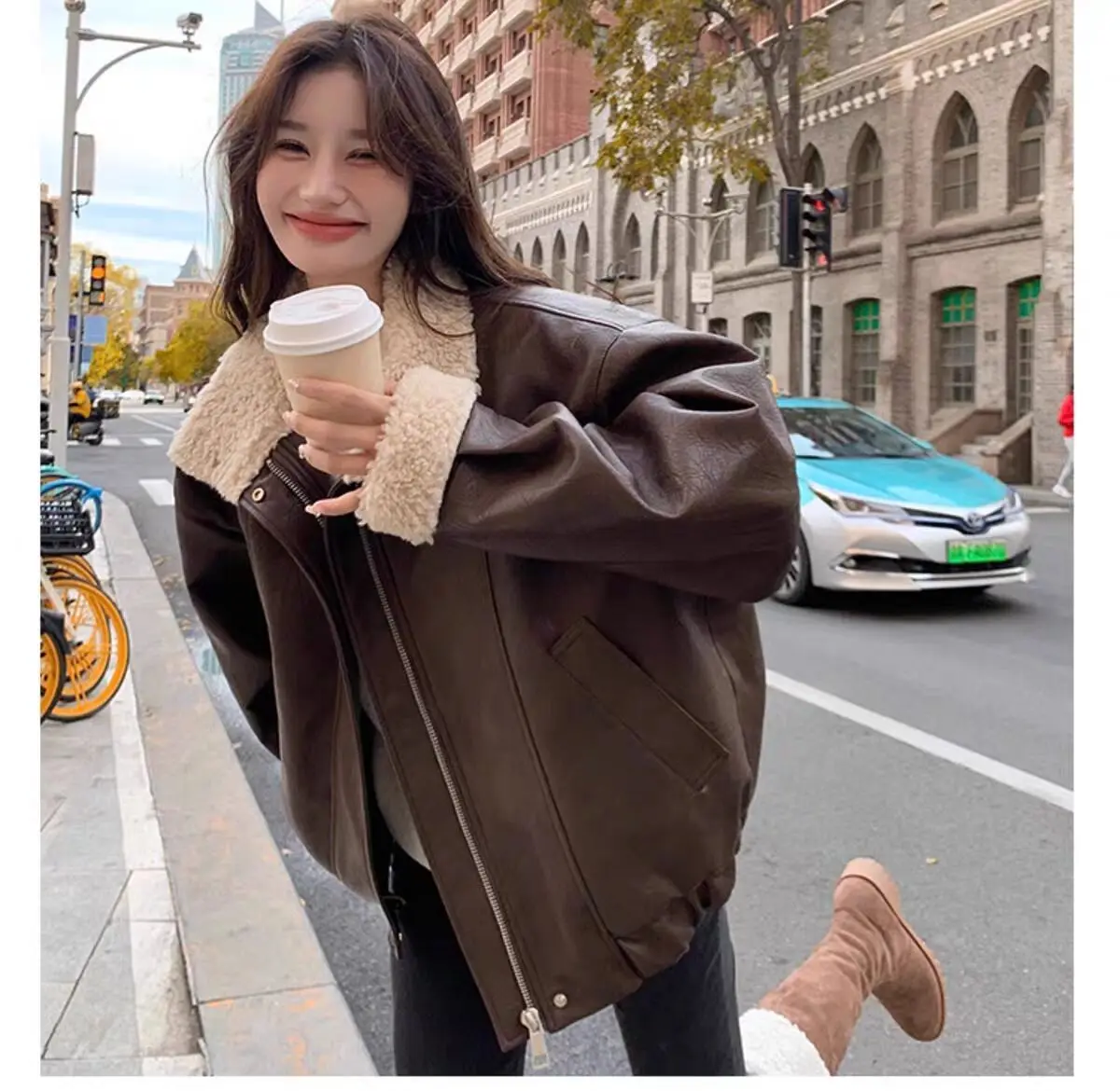 

Зимняя верхняя одежда из овечьей шерсти, женская шифоновая планка для езды на велосипеде в стиле гранж, защита от перфорации, видимость для езды на велосипеде, светоотражающая