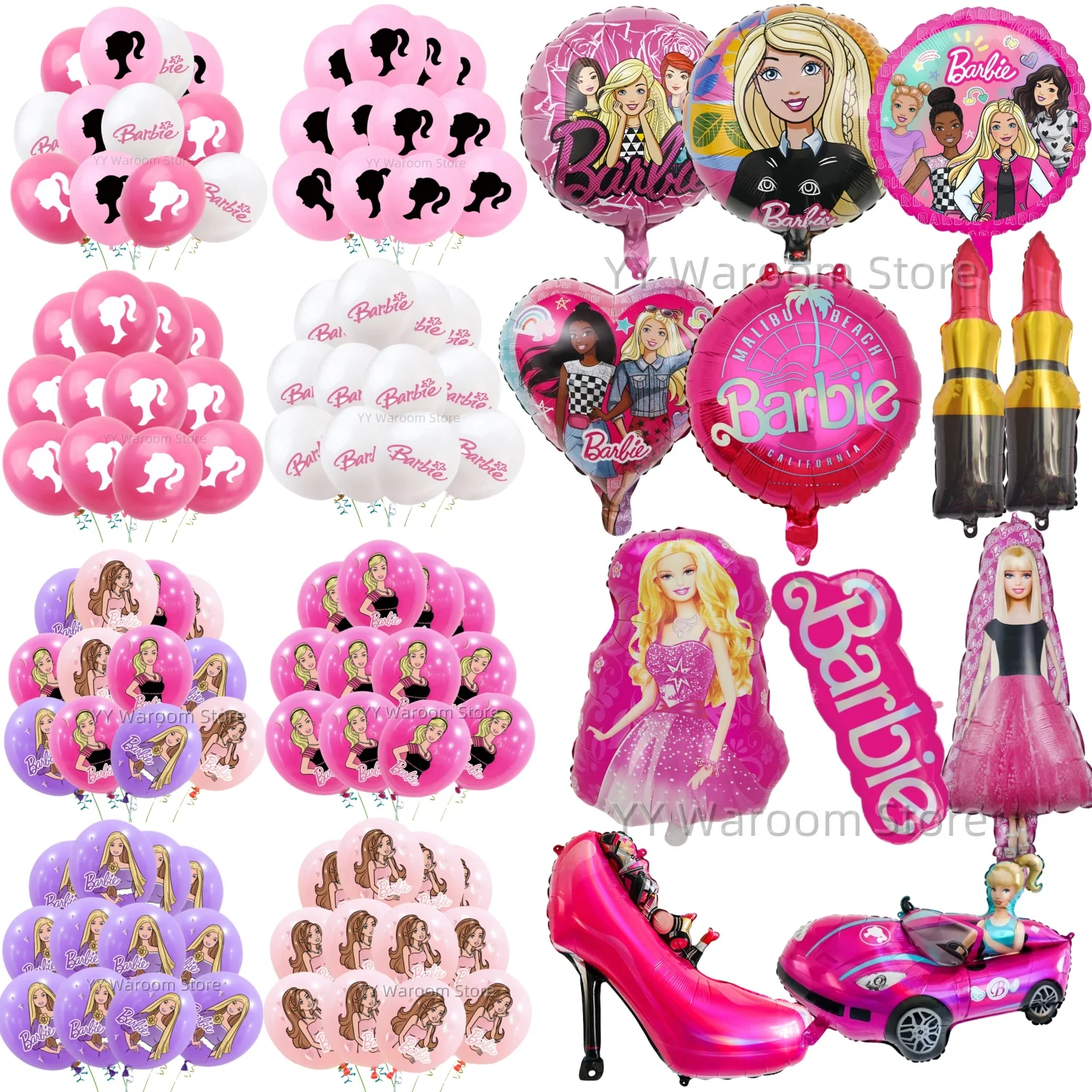 Barbie Princess Balloons Birthday Party Decors Pink Girl Latex Balloons Baby Helium Ballon Kids Toys Gift Air Globos Girls Favor