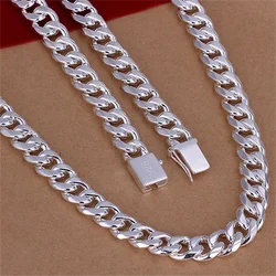 20-24inch 925 Sterling Silver Classic 10mm geometry Necklace Chain Men charm fashion wedding party Jewelry Holiday gifts