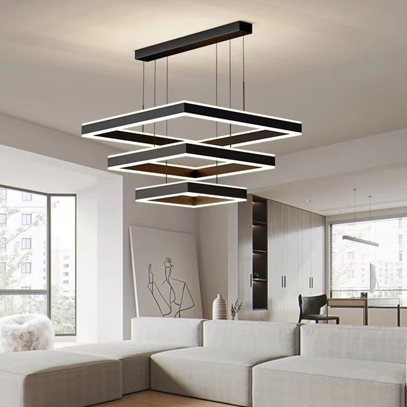 

Modern Ceiling Chandelier Living Room Concise Pendent Lamp Square Dining Room Nordic Lamps Led Ceiling Living Room Lights