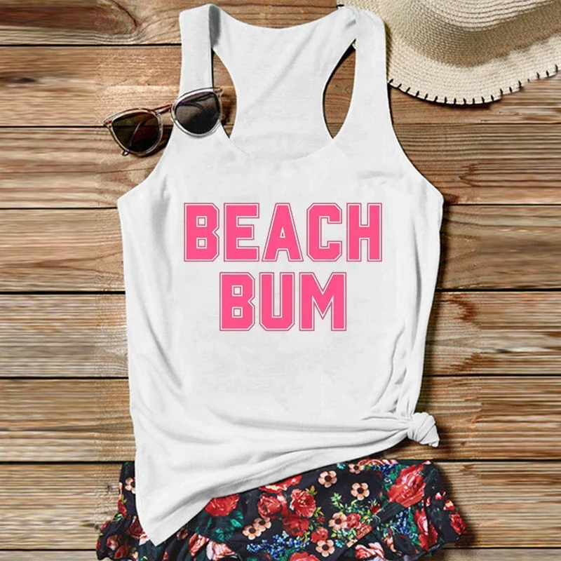 

Beach Tank Top Beach 2024 Summer Vacation Tank Minimalist Summer Women Tops Beach Shirt Pink Clothes M