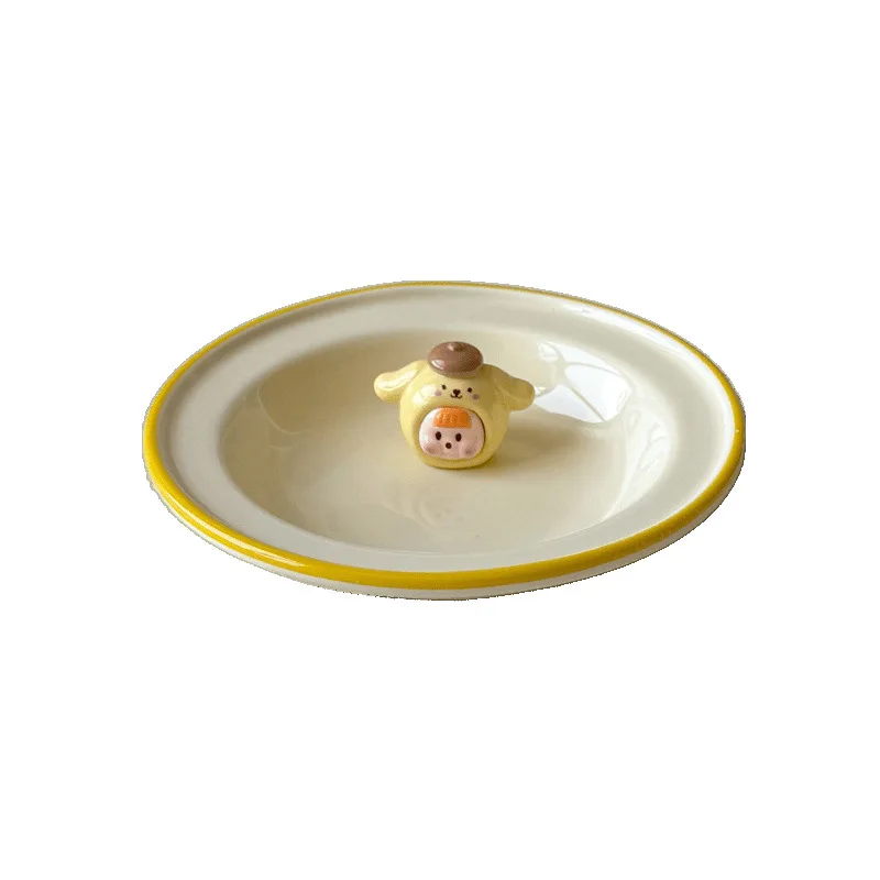 

Plate High-value jewelry display plate Cat eating can Underglaze ceramic bowl Dessert small plate