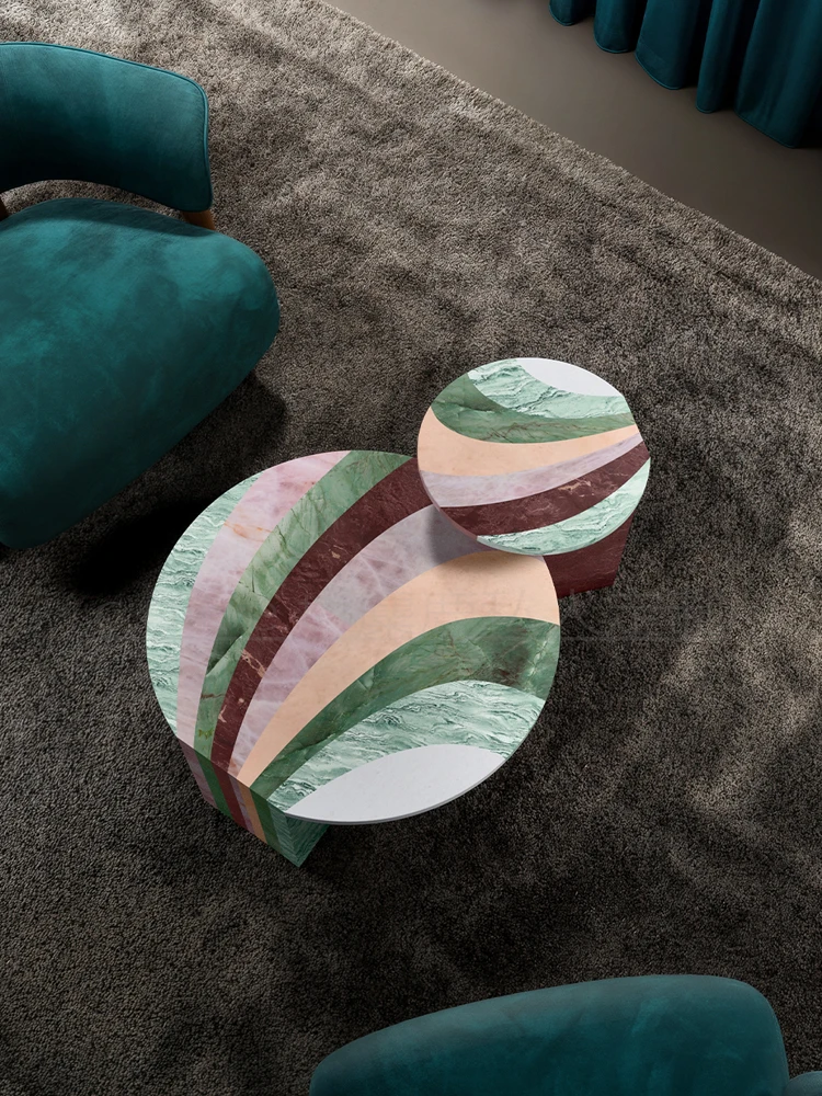 Italian light luxury high-end marble coffee table, living room combination coffee table, coffee table
