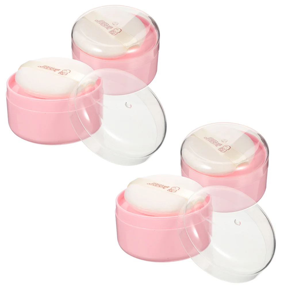 

4 Pcs Powder Puff Body Box Applicator Container Pink Synthetic Sponge and Travel