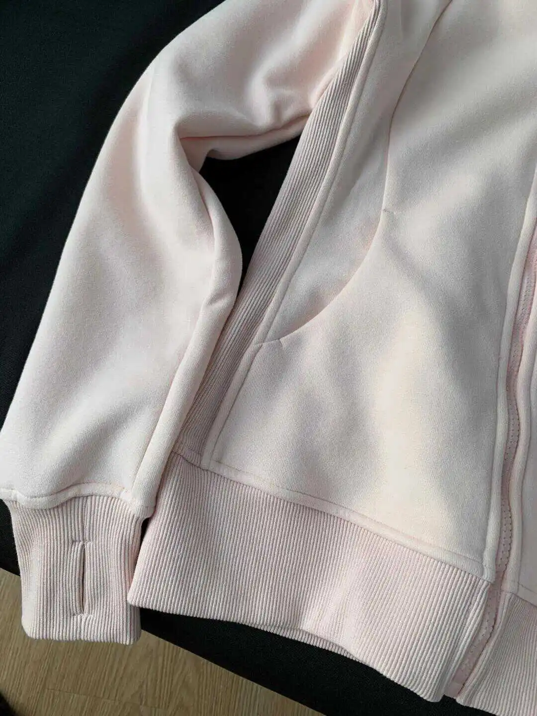 Solid Color Light Pink Sweet Hoodie Fashion Zipper Sportwear Women Coat Jacket Pocket Fashion Simple Autumn Winter Sweatshirt