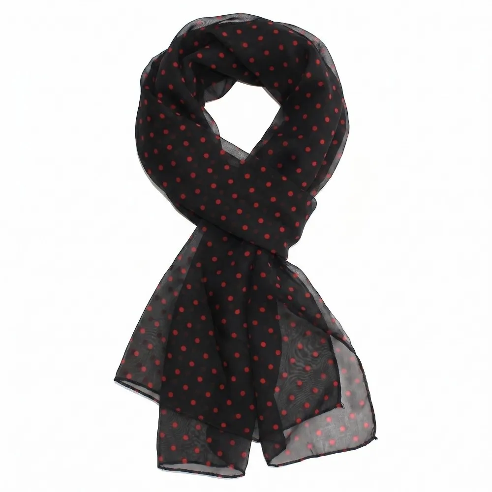 Elegant Polka Dots Beach Scarf Chiffon Soft Shawl Wrap Breathable Ultra-thin Sun Protection Scarf Summer Outing