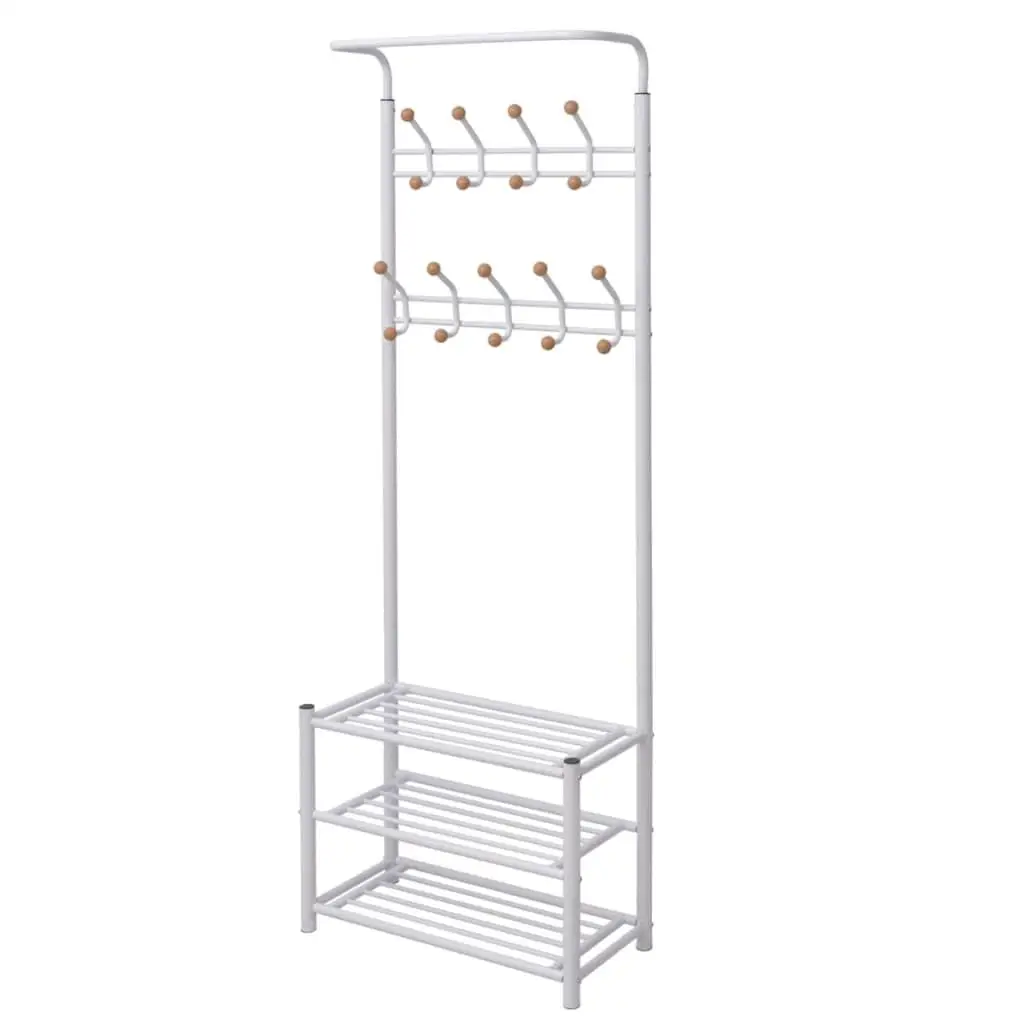 Versatile White Clothes Rack with Shoe Storage, 26.8x12.6x71.9 - Stylish Organizer for Home & Closet