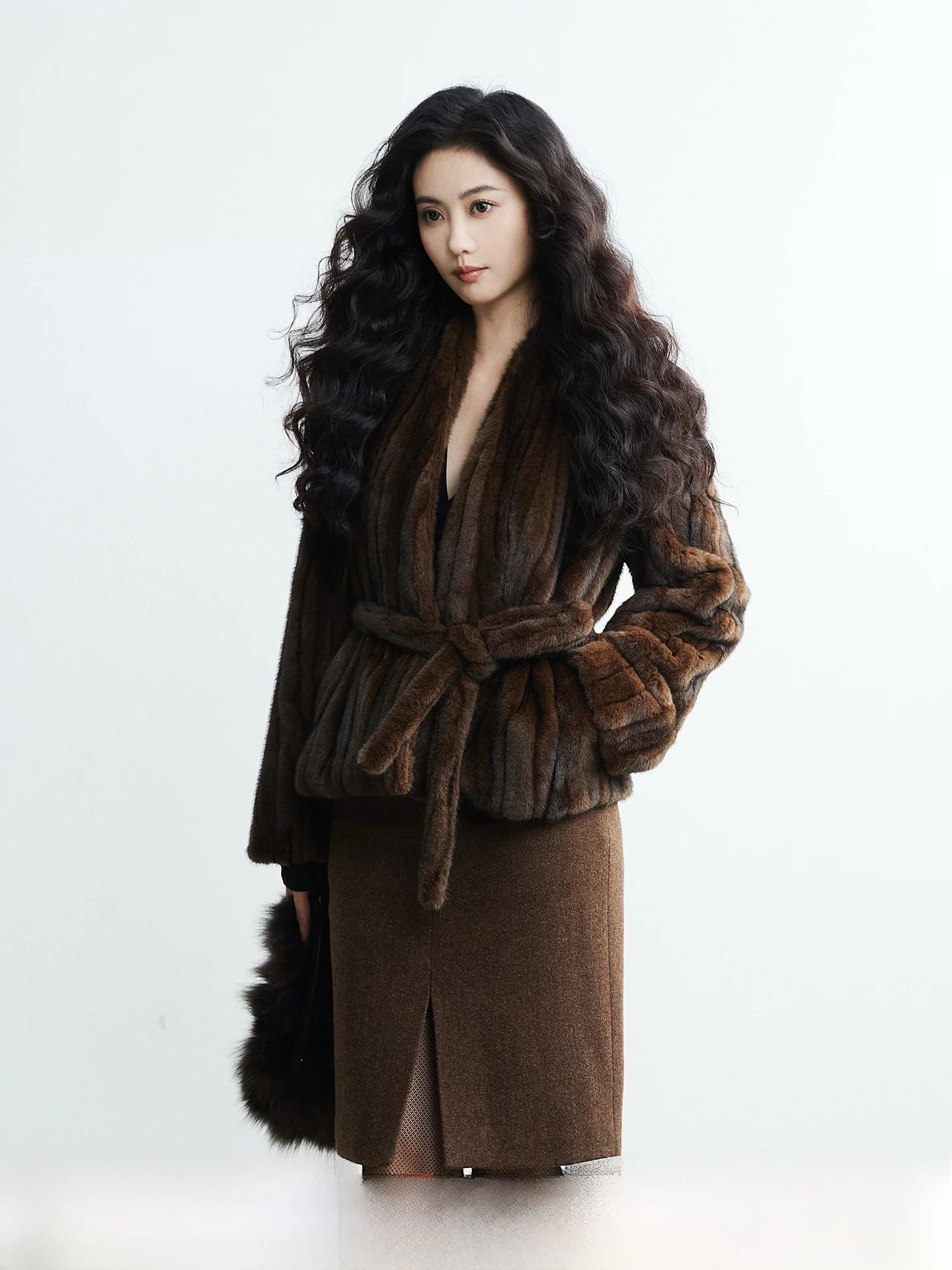 

TAIYANG OFFICE Retro Ele Eco-Friendly Fur Women's Winter Warm Casual High-End Feeling Plu Jaet ort Coat for Ladies