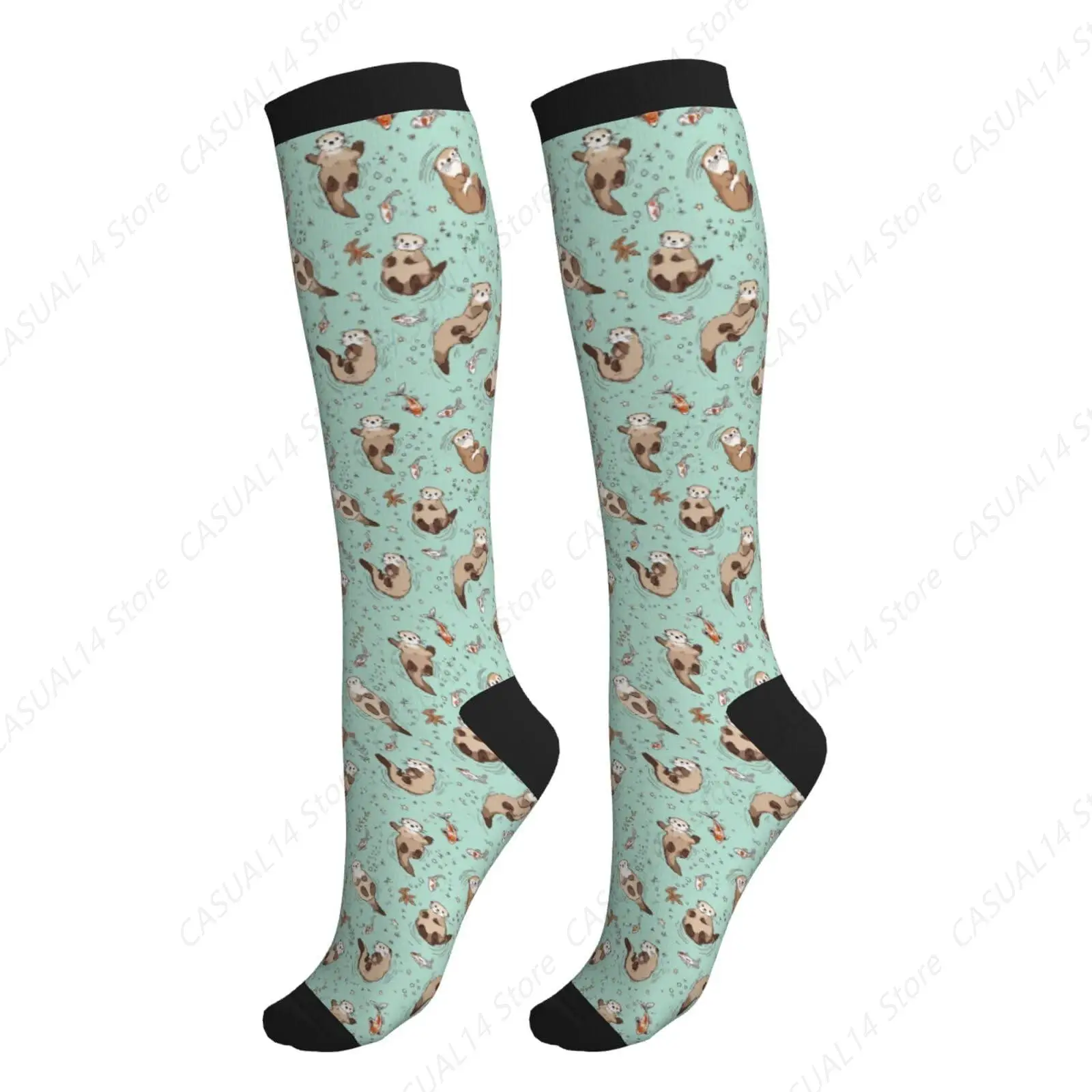 

Otter Compression Socks for Women Men Knee High Support Circulation Stockings for Athletic Running Cycling Flying