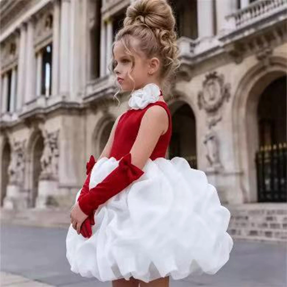 Maßgeschneidertes Prinzessinnen 3D-Blumen Mädchen Geburtstagskleid O-Ausschnitt Organza Festkleid für Kinder Blumenmädchenkleider 2026 Neu – Detail 5