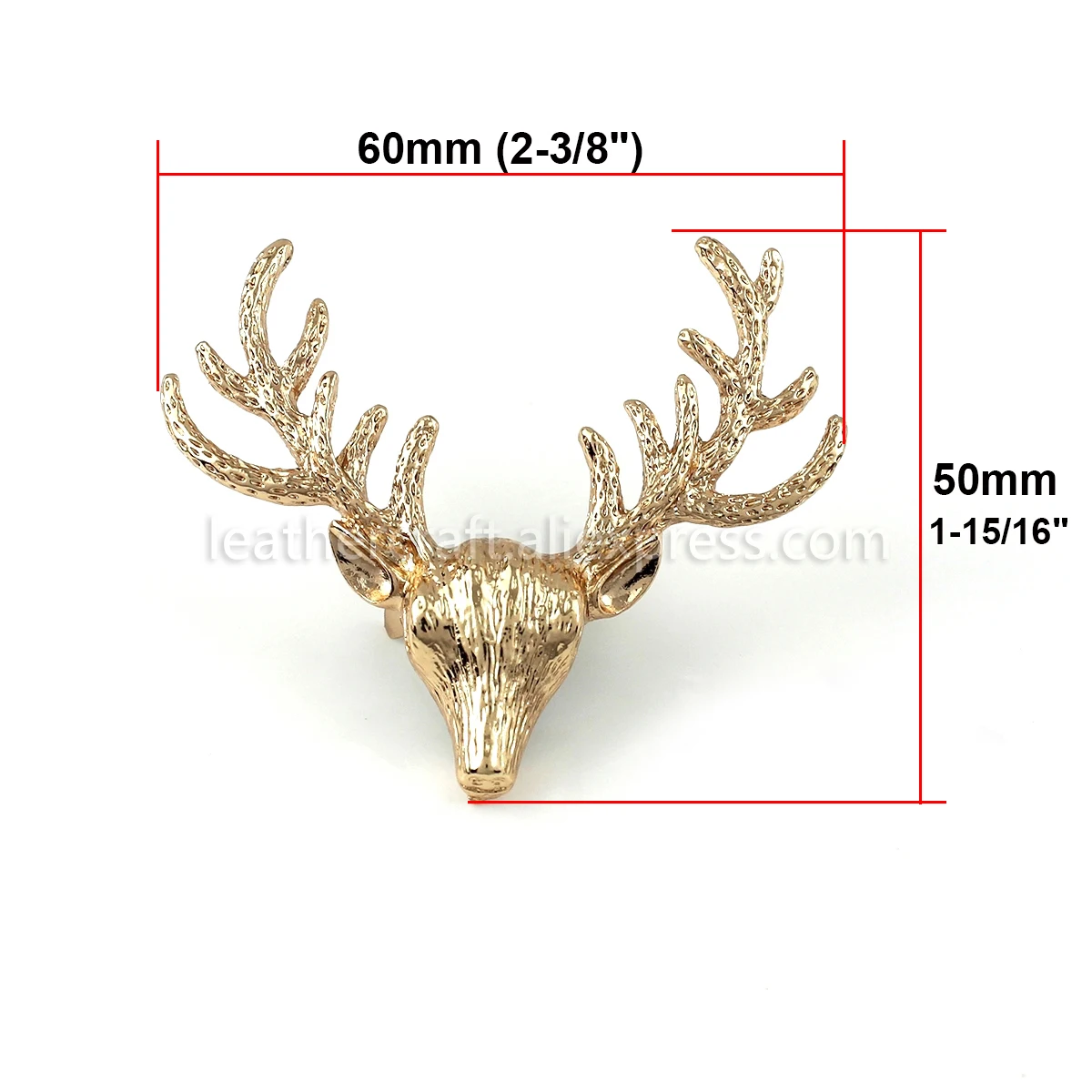 1x Metal Cute Deer clasp buckle conchos Buckles Bag Purse Hat Decor Hardware DIY Leather Craft Accessory Golden 60mm (1-3/8