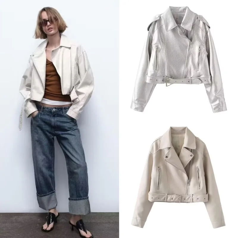 

Women's New Fashion Trend Jacket Casual Motorcycle Jacket Winter Clothes Women Traf Official Store Harajuku Veste Femme