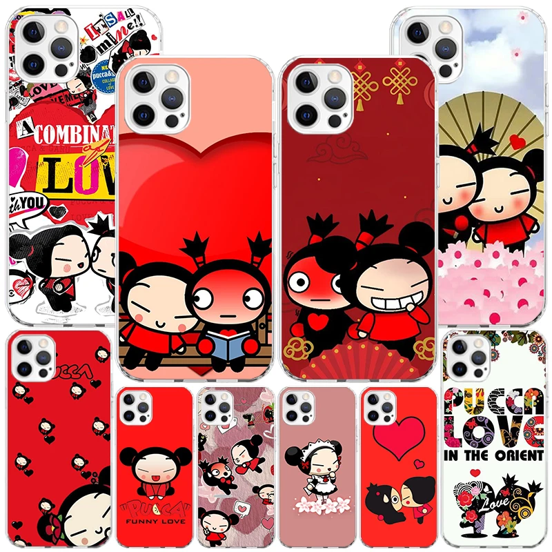 Cute Cartoon Pucca Garu Phone Case For iPhone 16 Pro Max 15 + 14 Plus 11 12 13 Mini Xs X XR 7 8 SE Personalized Gift Print Cover