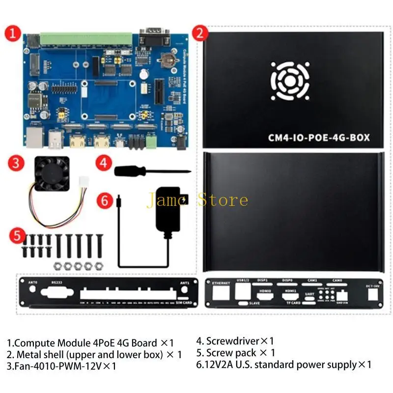 LX0B Praktischer industrieller IoT-Mini-Computer-Board-Adapter, unterstützt 4G für CM4 Compute Module 4