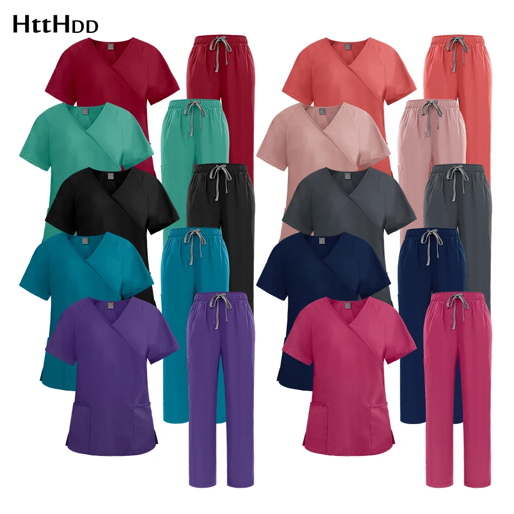 

Short Sleeved Top+pants Set Surgical Uniforms Woman Nurse Accessories Elastic Soft Nurse Work Wear Medical Scrubs Beauty Uniform