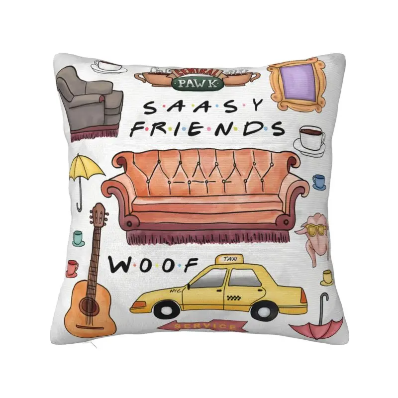 Funda de almohada cuadrada personalizada con Collage de serie de Tv Friends, funda de cojín, decoración de salón