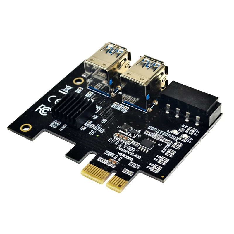 Carte Pcie Riser pour BTC Mining Molex, carte adaptateur PCI-E Express, 1X à 16X, 1 à 4 USB 3.0, 4 broches