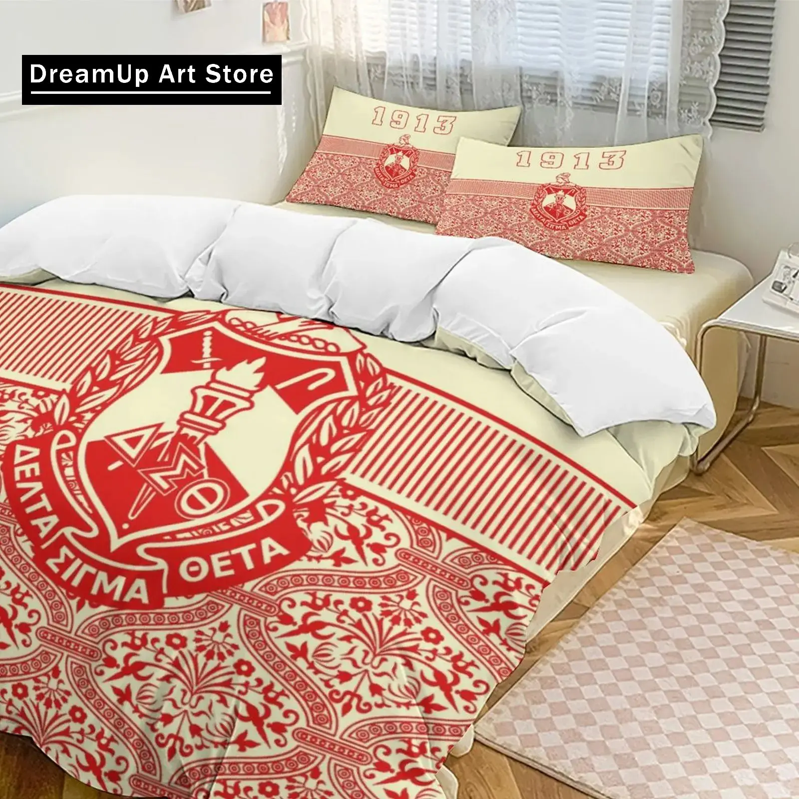 Delta Sorority Sigma Theta DST Bedding Set Boys Girls Twin Queen Full Size Duvet Cover Pillowcase Bed Adult Bedroom