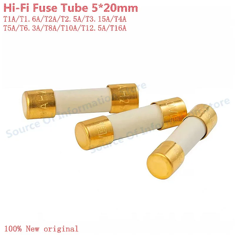 5Pcs SCHURTER 5x20mm Gold Plated Ceramic Fuse 250V Slow Blow Audio Hi-Fi Fuse Tube T1A-T16A