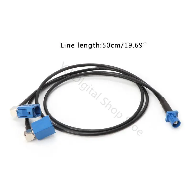 96BA Fakra Male Adapter To 2 x Fakra Female RG174 Y Type Splitter Combined Cable 50cm Pigtail Cable Replacement