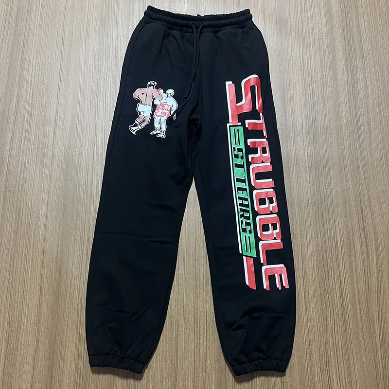 

New Saint Sweatpants Men Woman Fashion Street Boxer Letter Pattern Printing Drawstring Loose Jogger Pants