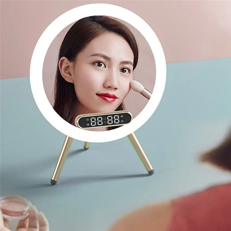 مكبر صوت AABFK Magic Mirror سماعة بلوتوث لاسلكية لسطح المكتب، مرآة مكياج خفيفة، مكبر صوت للتحكم الصوتي بالذكاء الاصطناعي لسطح المكتب - أزرق #6