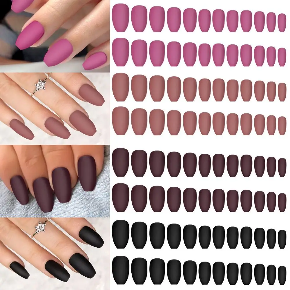 96 قطعة مانيكير طويل مربع وراقصة الباليه الأظافر كاذبة ماتي الفرنسية وهمية Nials لون نقي انفصال مسمار نصائح DIY بها بنفسك #3