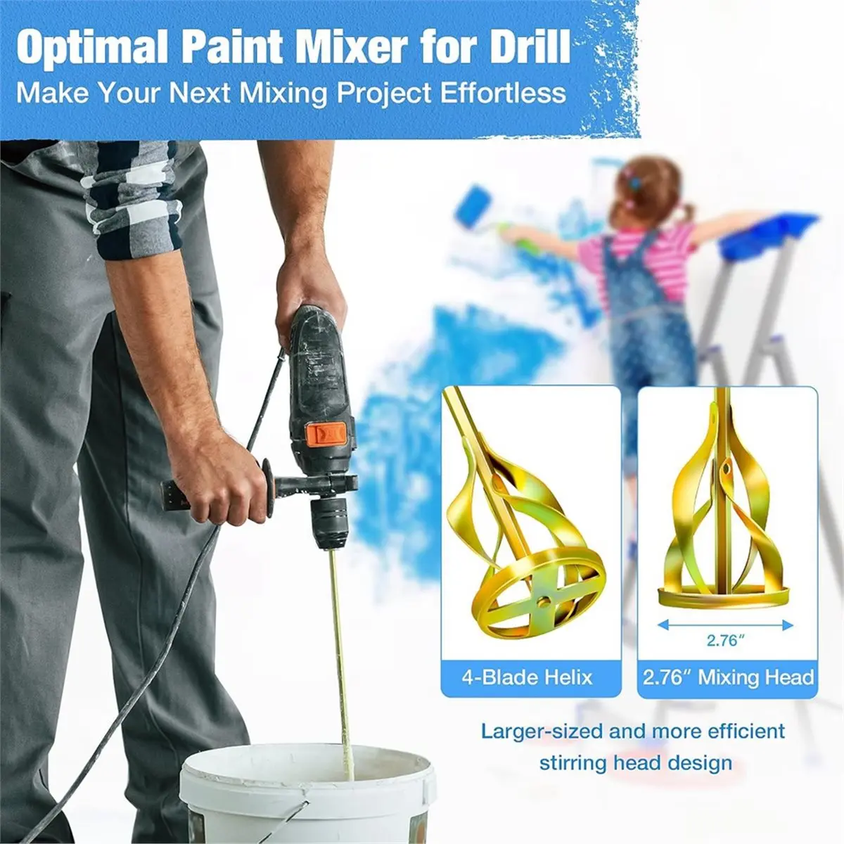 HITL 2-Pack Paint Mixer for Drill, 4-Blade 2.76