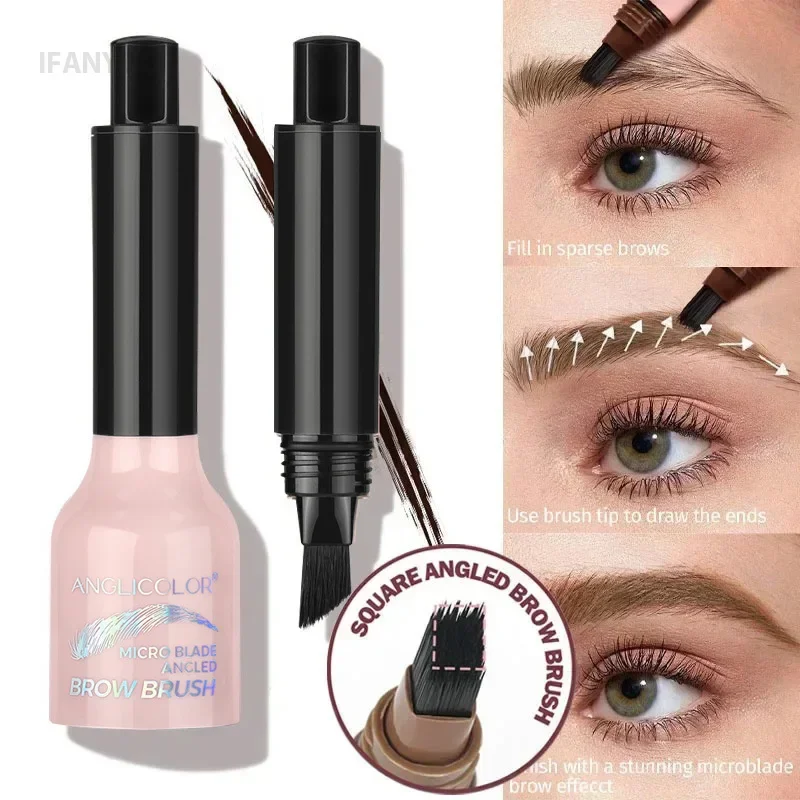 Wild Eyebrow Pencil Square Angled Brush Velvet 3D Brow Dye Cream Hairline Anti-smudge Waterproof Multifunction Eyebrow Tint Pen