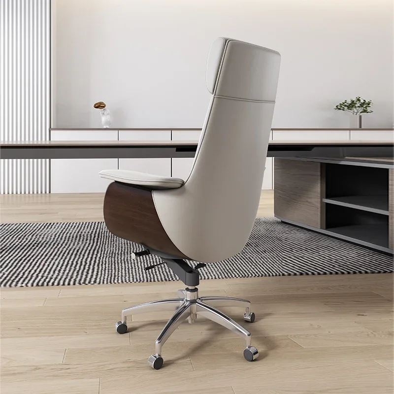 Genuine Leather Executive Chair High Back Reclining Office Chair with Footrest Ergonomic Computer Desk Manager Furniture