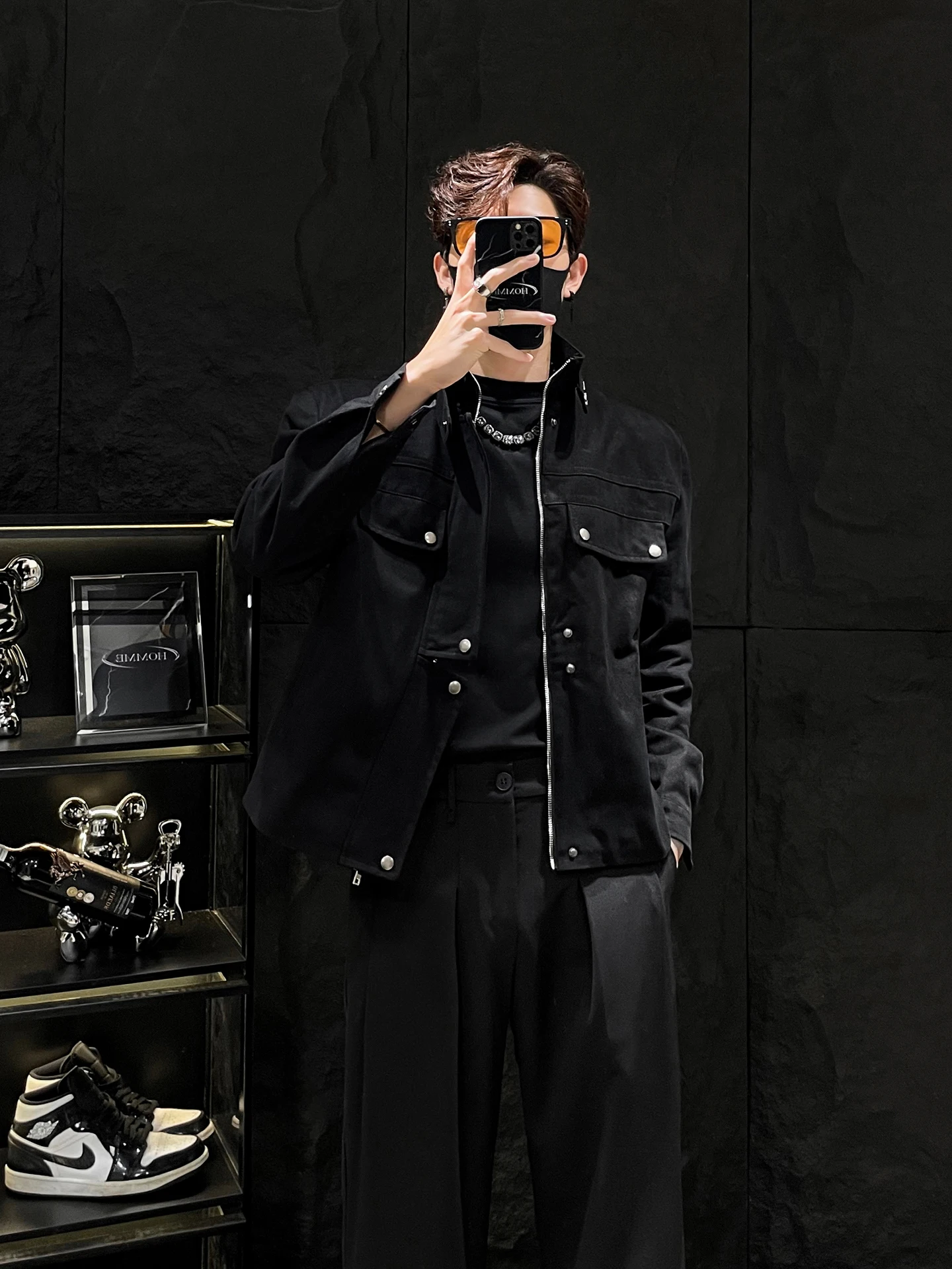 

Bla Denim Jaet Men's Faion oulder Padded Stand Collar Jaet Autumn Season Korean Sle Loose Fit Not Ironing Needed