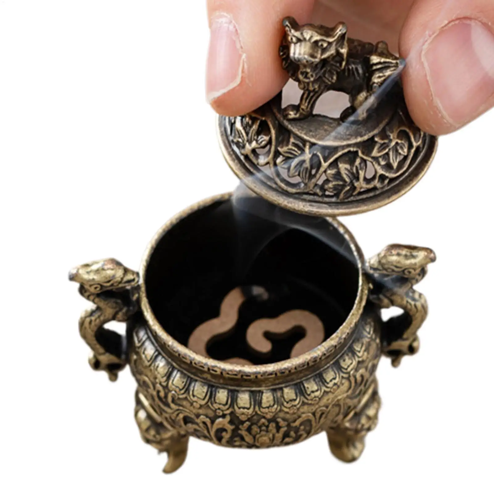 Incense Burner Incense Coil Holder Alloy Statue Three-Legged Auspicious Sculpture Tabletop Ornament For Apartment Hotel Yoga