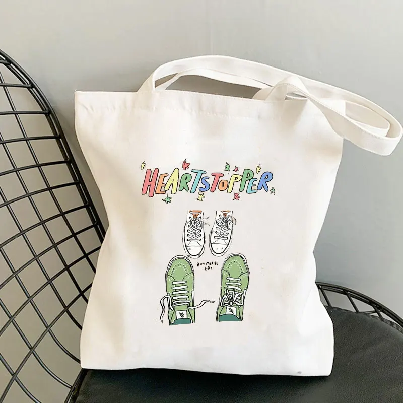 

yaoiHEARTSTOPPER Hi Speech Bubbles Quote Book Shoulder Bag canvas bag 2022 Woman's Beach bag Shopper large totes Tote Bag Summer