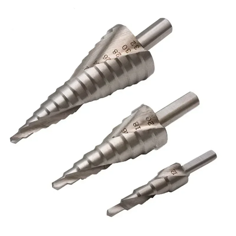 Juego de brocas escalonadas HSS, herramientas eléctricas de perforación de cambio rápido con revestimiento de acero inoxidable para cortador de agujeros de madera y Metal de 4-12/4-20/4-32mm