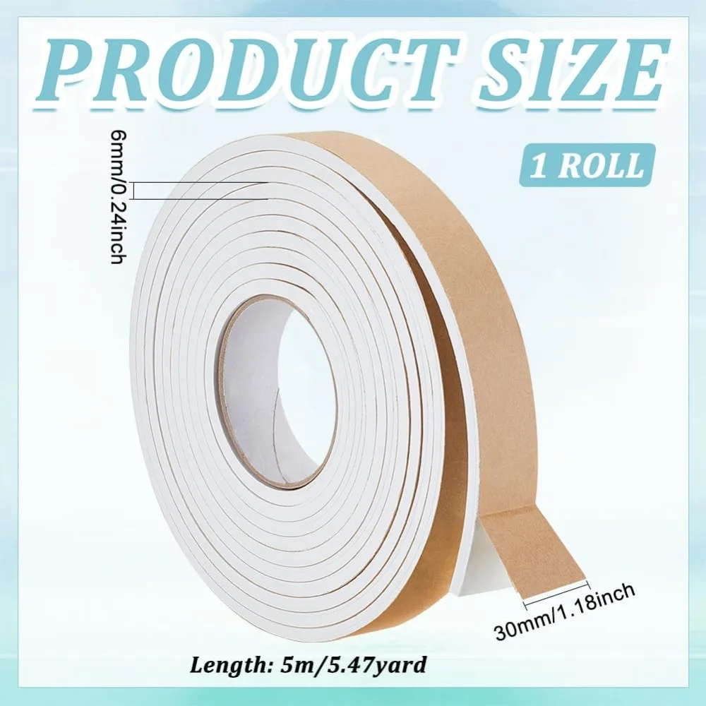 EVA Anticollision Strip Baby Table Bumper Guards for Furniture Against SharpCorners White 30x6mm 5m/roll