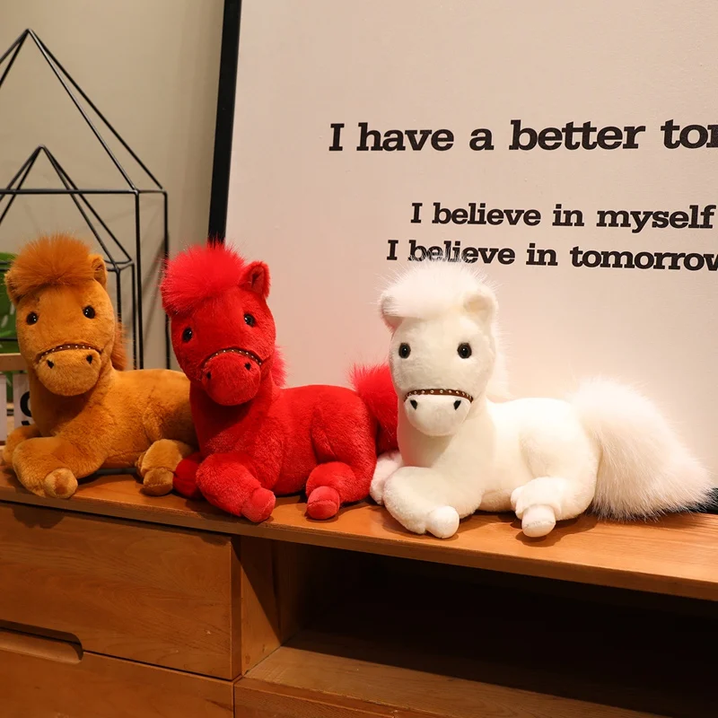 Nuevos muñecos de peluche de caballo de la vida Real, animales de peluche de alta calidad, juguetes de peluche de caballo súper realistas, regalo de cumpleaños clásico