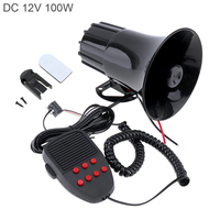 12V 100W 7 Sound Tones Loud Horn Car Truck Vehicle Speaker Warning Alarm Siren Horn Firing Ambulance Loudspeaker