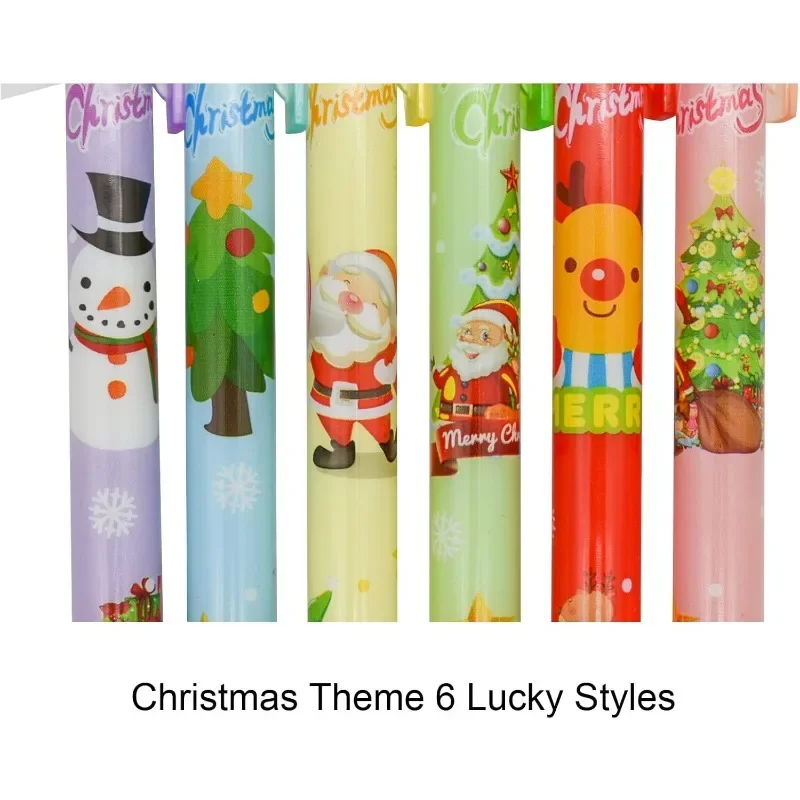 24pcs Christmas cartoon telescopic Christmas elements snowman elk Christmas tree gel pen for the elderly school party office pen