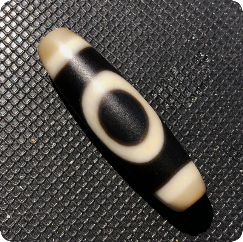 Magic Tibetan Old Agate Heaven&Earth Totem dZi Bead Amulet11*38mmC1956