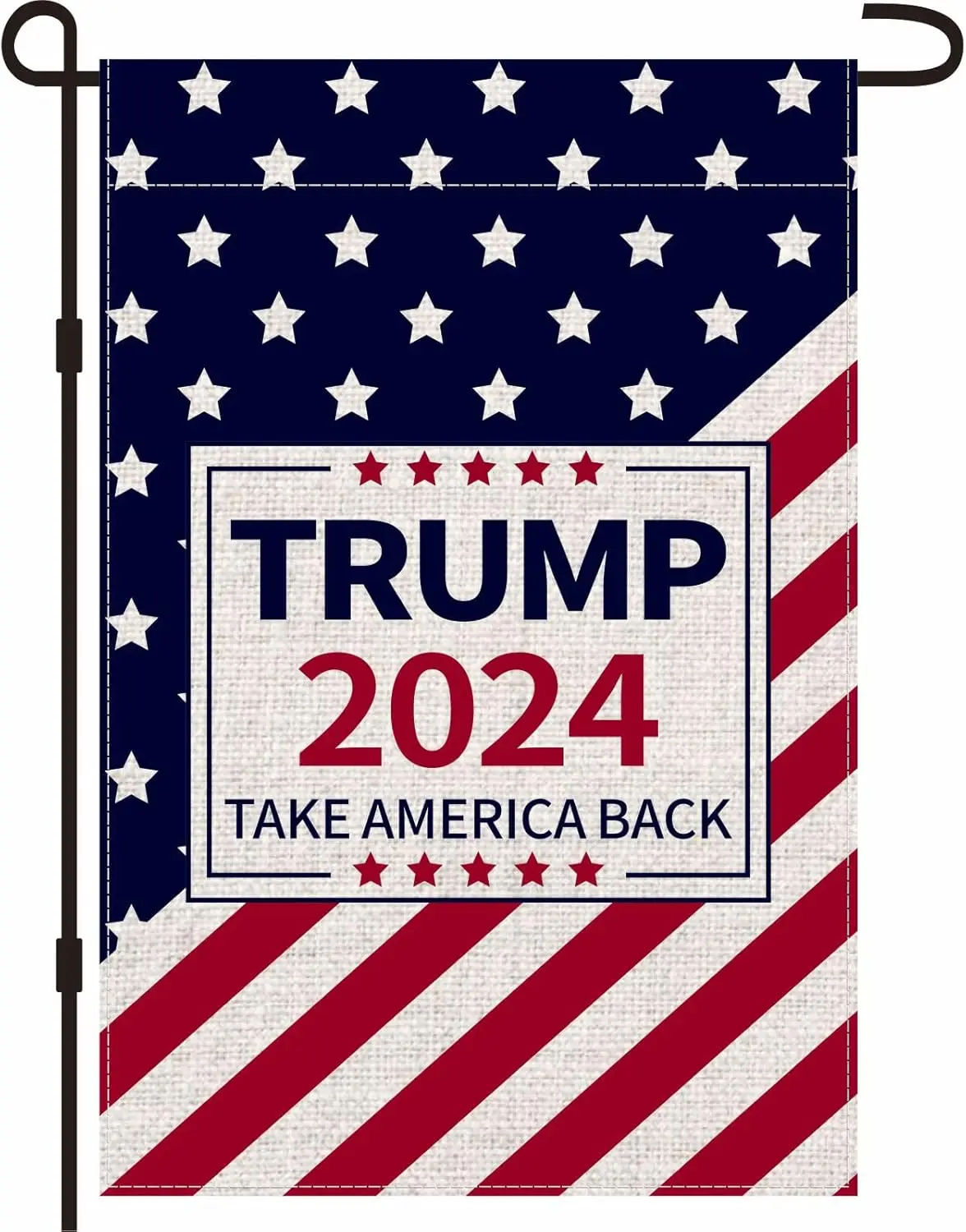 Trump 2024 Take America Back Garden Flag 12x18 Inch, Patriotic USA flag Double Sided Burlap Outside Sign Yard Flag Farmhouse Out