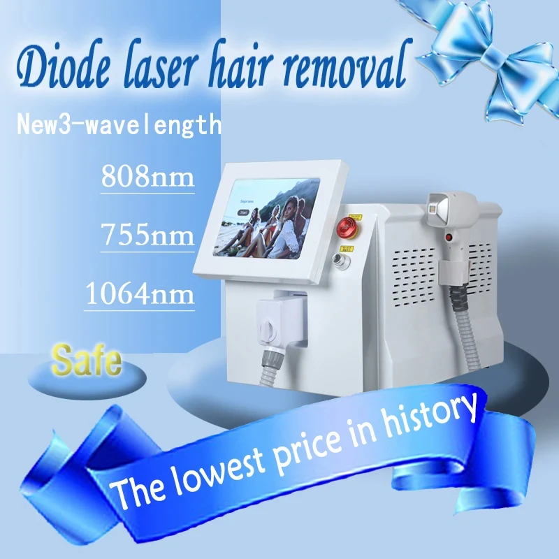 Depiladora Painless Permanen 3Wavelength Diode Hair Removal Machine Ice Platinum Cooling System Healthy Beautiful