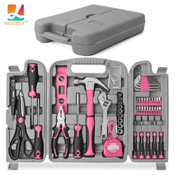 67/71/56/35Pcs Automotive maintenance tools -Household Repair Tool Kit Multi-Purpose Pink Hand Tool Set with Storage Box