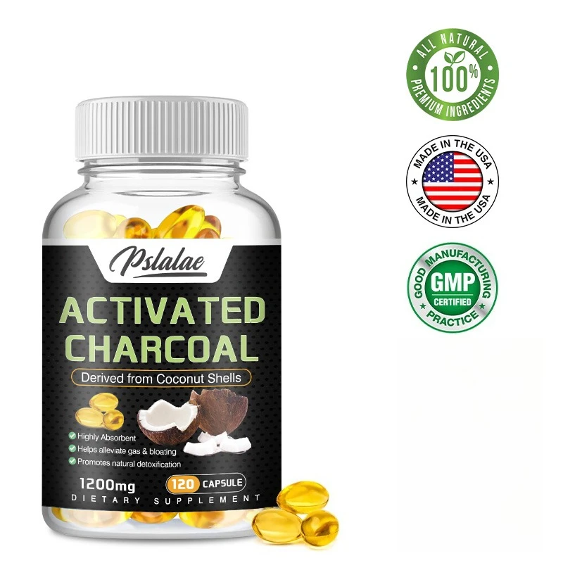 

Добавка с активированным углем — помогает облегчить газу и кровью, естественная детоксикация с кокосом, без ГМО, без глютена