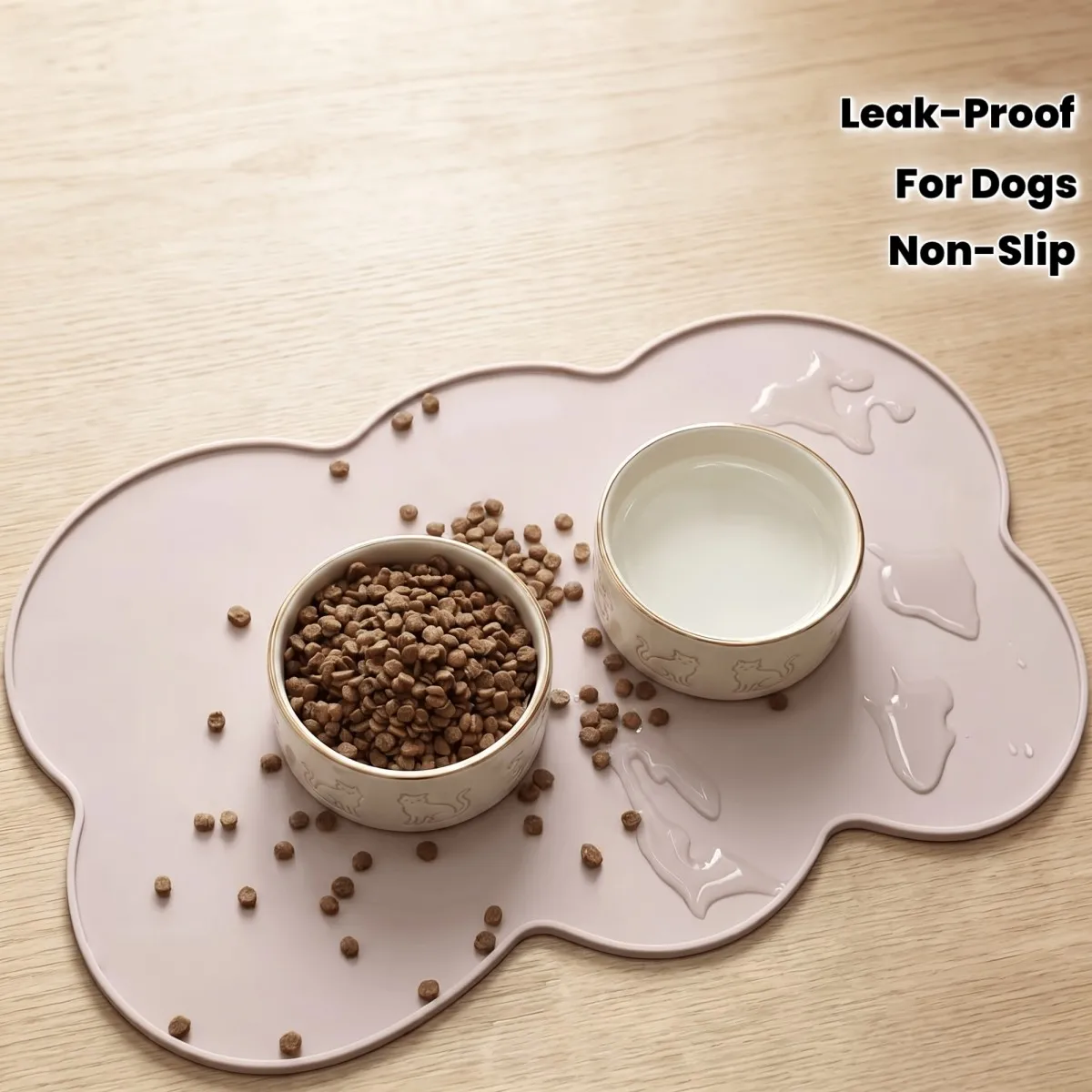 Silicone pet meal mats, leak proof and anti slip feeding mats for dogs and cats, bowl mats
