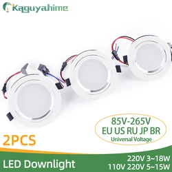 Kaguyahime 2Pcs Universal 110V 220V 230V LED Ceiling Light LED Panel Light 15W 10W 5W Spot Recessed Round Lamp Indoor Lighting