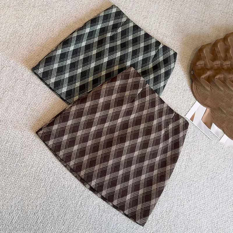 

Новые клетчатые юбки для женщин, осень-зима, винтажные шерстяные мини-юбки с высокой талией, женские сексуальные горячие девушки Y2K, облегающая короткая юбка