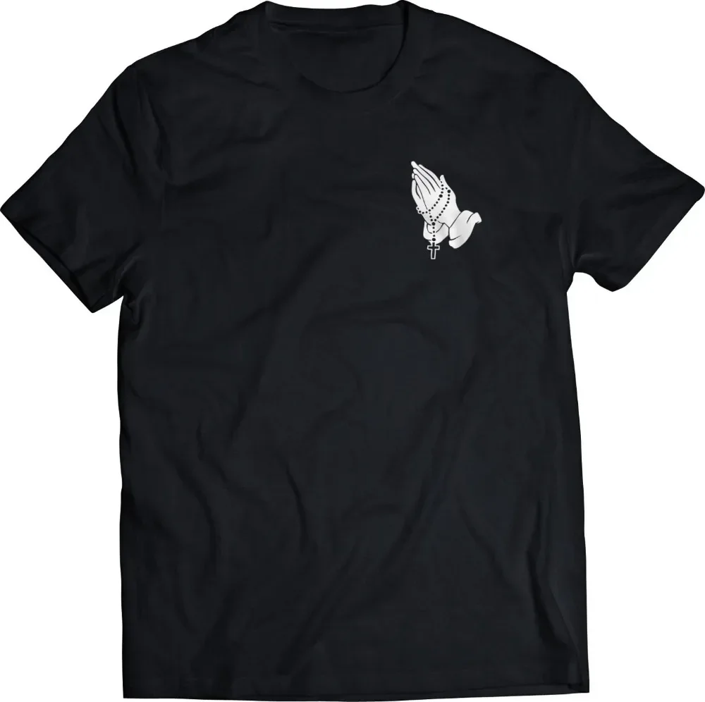 Praying Hands T-Shirt New Men's Spring Summer Dress Short Sleeve Casual Cartoon Print Short Sleeve Shipping Hip Hop Street Shirt